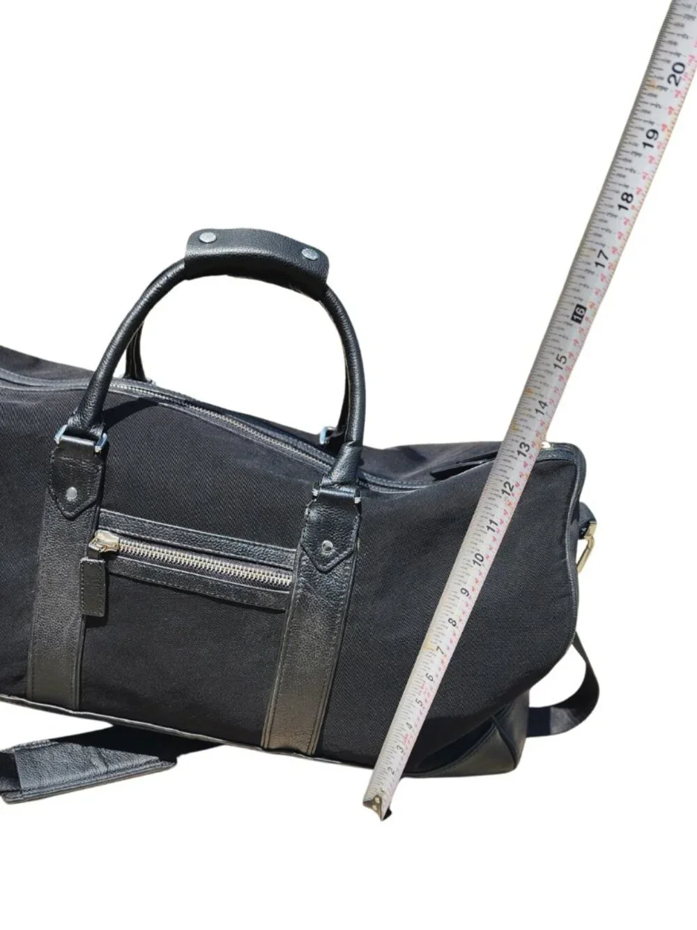 Banana Republic Black Canvas Leather Trim Weekender Duffle Travel Bag